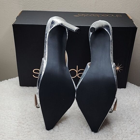 NIB Shoe Dazzle Pumps GiGi Silver Size 9 - Picture 6 of 8